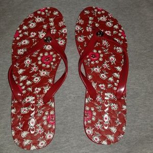 Red flip flops